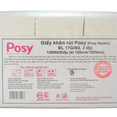 {MSC5} Giấy ăn rút Posy 100x200mm 1500 tờ 2 lớp